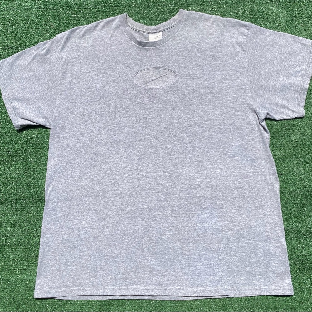 Vintage 90’s Nike 3D Raised Center Swoosh Logo Grey Tag T-Shirt Men’s Size 2XL